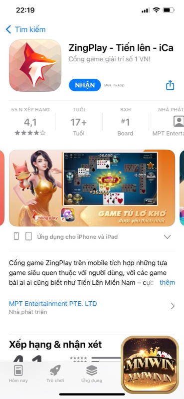 Tải tiến lên Zingplay bằng cách bấm nhận