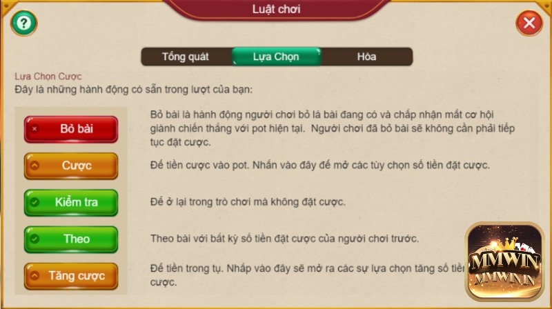 Các lệnh chơi bài poker tại sân cược W88