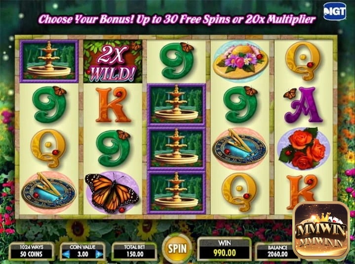 Cấu trúc của game slot Garden Party gồm 5 cuộn