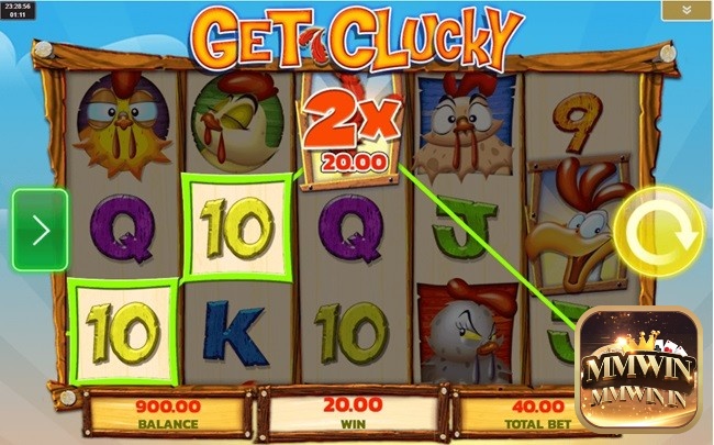 Điều chỉnh giá trị cược từ 0.2 đến 200 cho mỗi vòng quay Get Clucky tại mục Line Bet