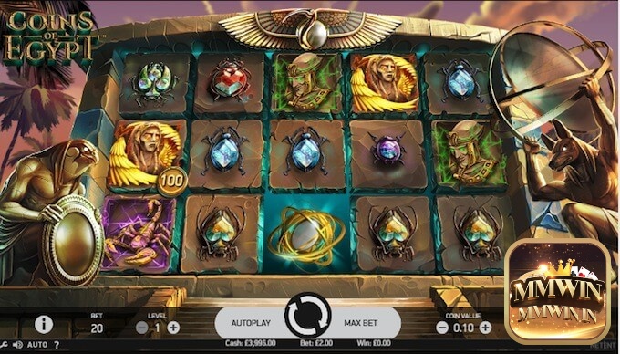 Đồ họa trong Coins of Egypt video slot thiết kế đẹp mắt