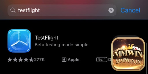 Sử dụng thanh tìm kiếm và nhập Testflight