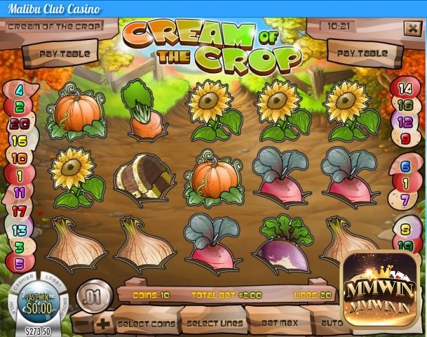 Slot có bố cục năm cuộn được trang trí bằng 20 hàng thanh toán