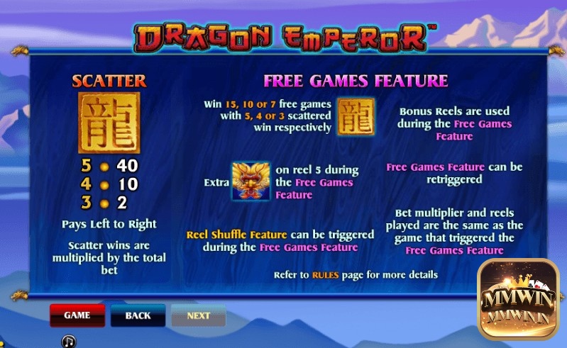 Vòng quay miễn phí nhận được trong Dragon Emperor slot có thể lên tới 15 lượt