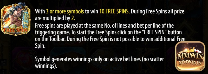 Hình ảnh chiến binh với khiên và vũ khí chính là biểu tượng Free Spin