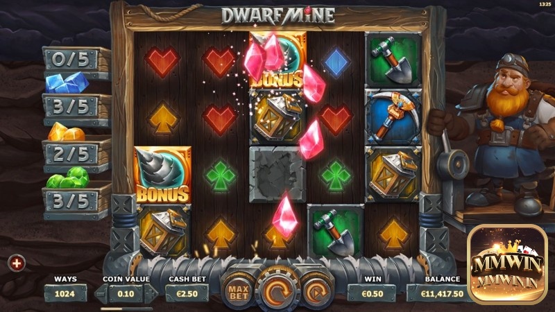 Dwarf Mine là một game slot thu hút với các biểu tượng đá quý lấp lánh