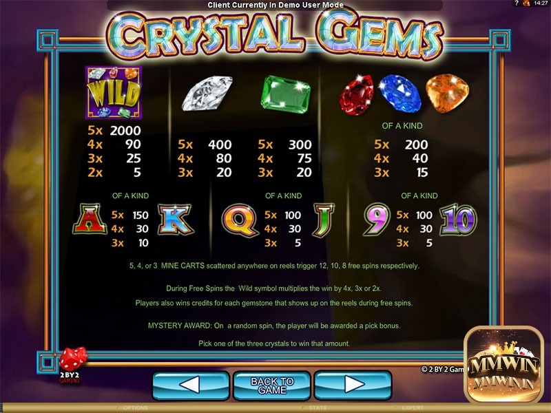 Các biểu tượng chính của Crystal Gems slot sẽ là đá quý và kim cương