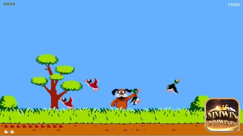 Bắn hạ những con vịt bay qua màn hình trong trò chơi bắn súng kinh điển Duck hunt