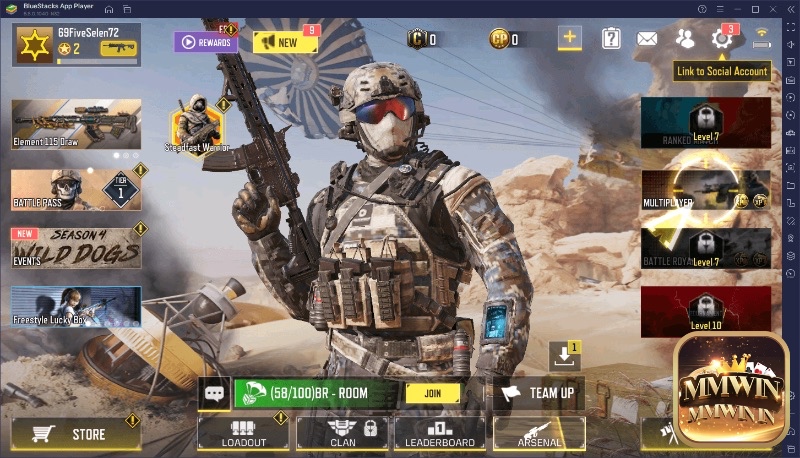 Giao diện chiến đấu đặc trưng của Call of Duty: Mobile với đồ họa sắc nét và nhân vật quen thuộc như Ghost, Soap.