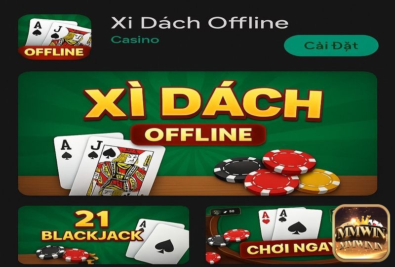 Giao diện tải game xì dách offline trên Google Play với nhiều lựa chọn hấp dẫn