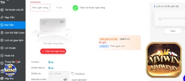 Thao tác nạp rút tiền nhanh chóng chỉ có tại cổng game Mmwin