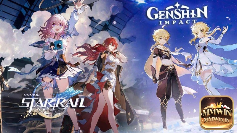 Cảnh chiến đấu hoành tráng trong Genshin Impact và Honkai Star Rail với đồ họa anime ấn tượng.