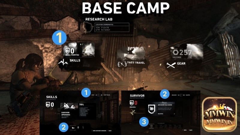 Hệ thống nâng cấp toàn diện giúp Lara mạnh mẽ hơn qua từng thử thách.